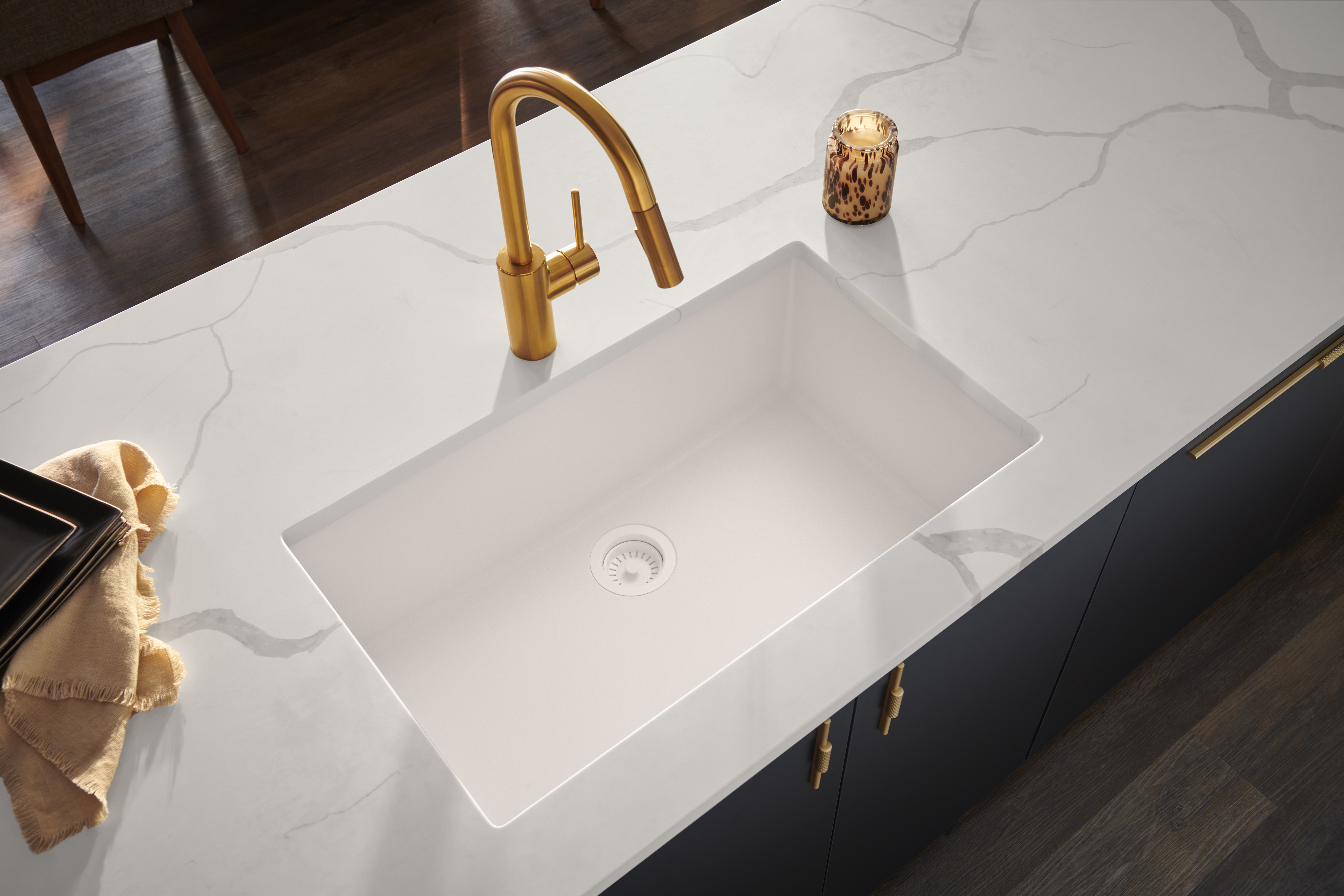 Ruvati 33 x 19 inch Granite Composite Undermount Single Bowl Kitchen Sink