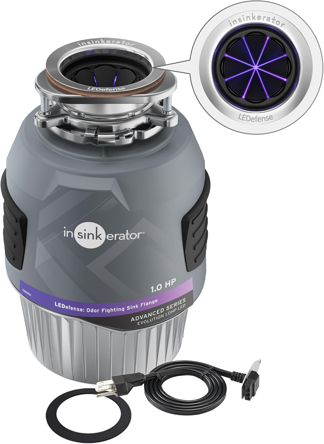 Evolution 1.0HP LED Garbage Disposal & Antimicrobial Flange