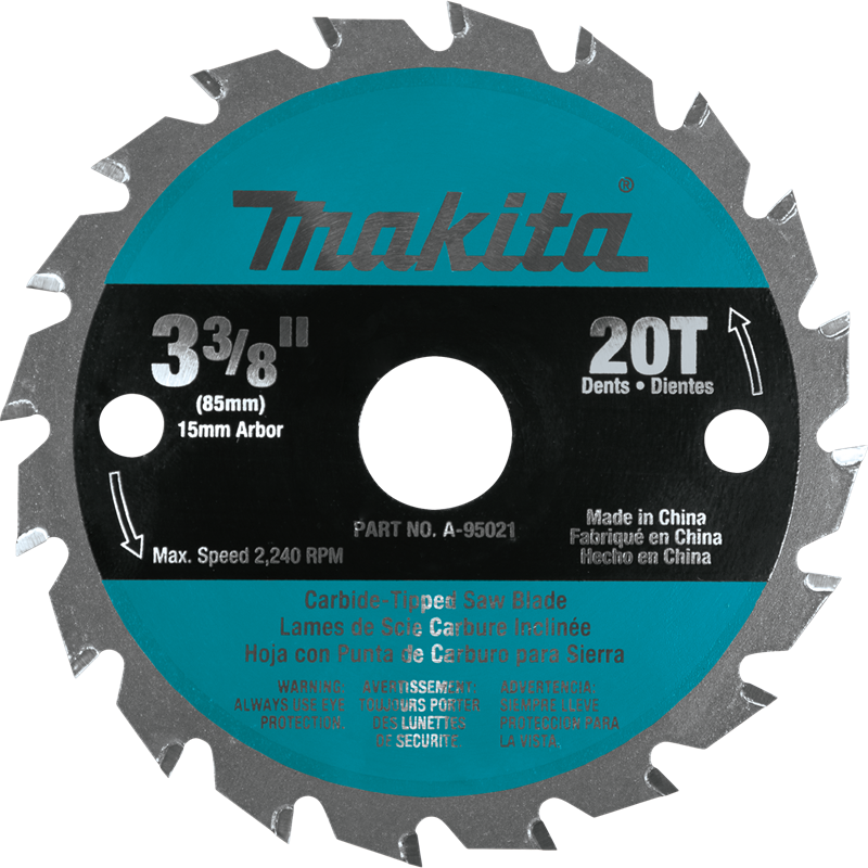 Circular Saw Blade: 3-3/8 in Blade Dia., 20 Teeth Carbide Tipped