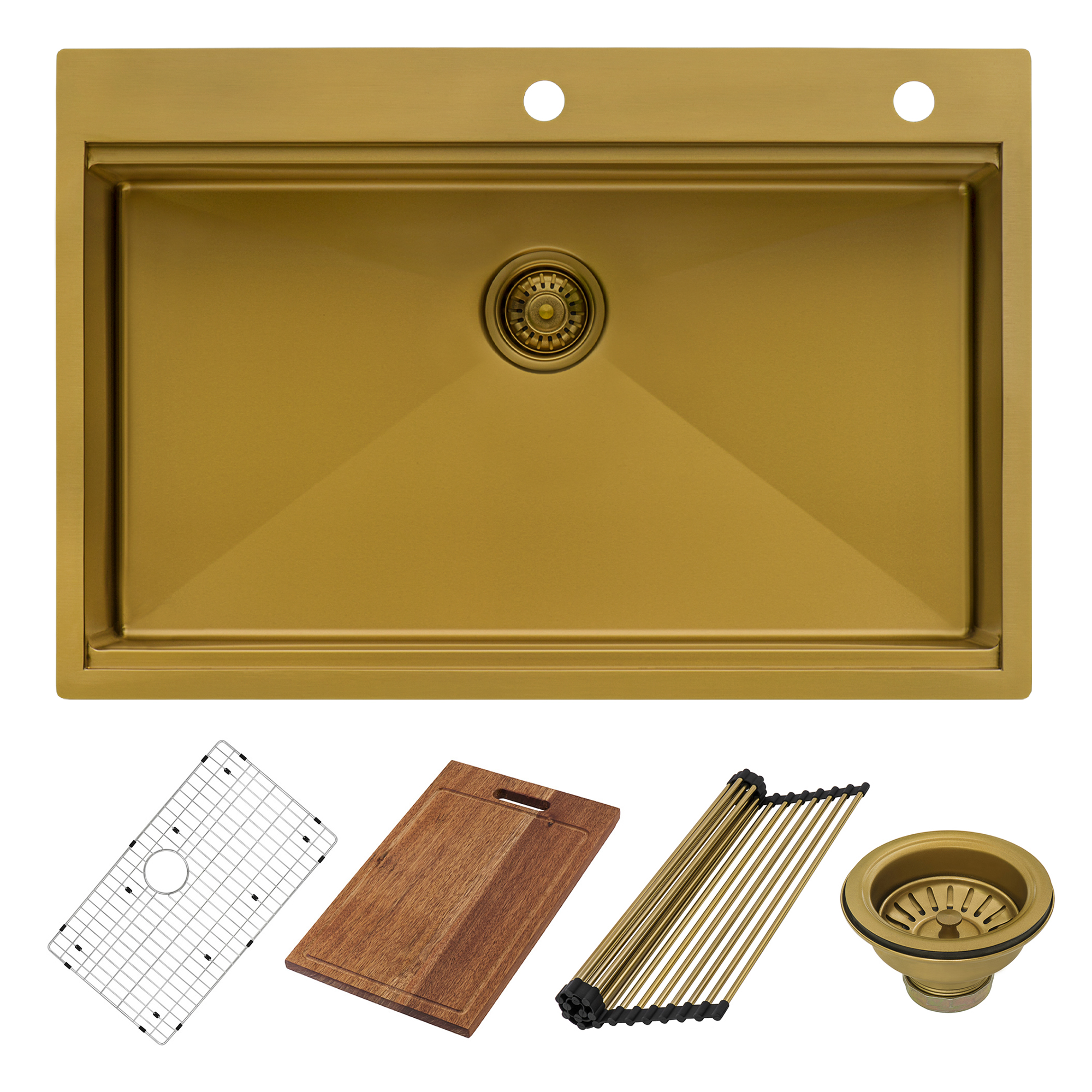 Ruvati 33 inch Polished Brass Matte Gold Workstation Drop