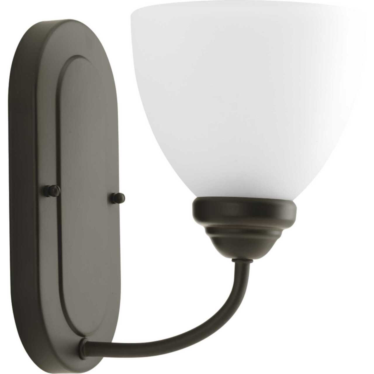 Heart Collection One-Light Antique Bronze Etched Glass Farmhouse Bath Vanity Light (P2913-20)