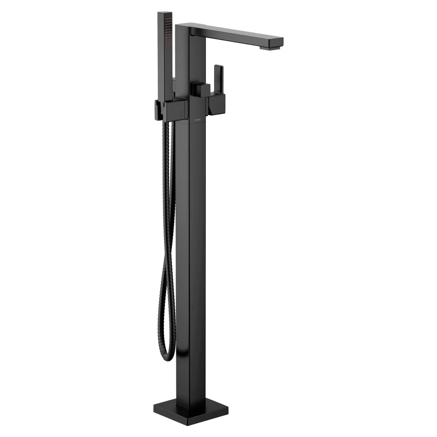 90 Degree Floor Mounted Tub Filler with Built-In Diverter - Includes Hand Shower