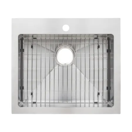 24" Top-Mount/Undermount Single Basin Stainless Steel Kitchen Sink - Drain Assembly and Fitted Basin Rack Included Free
