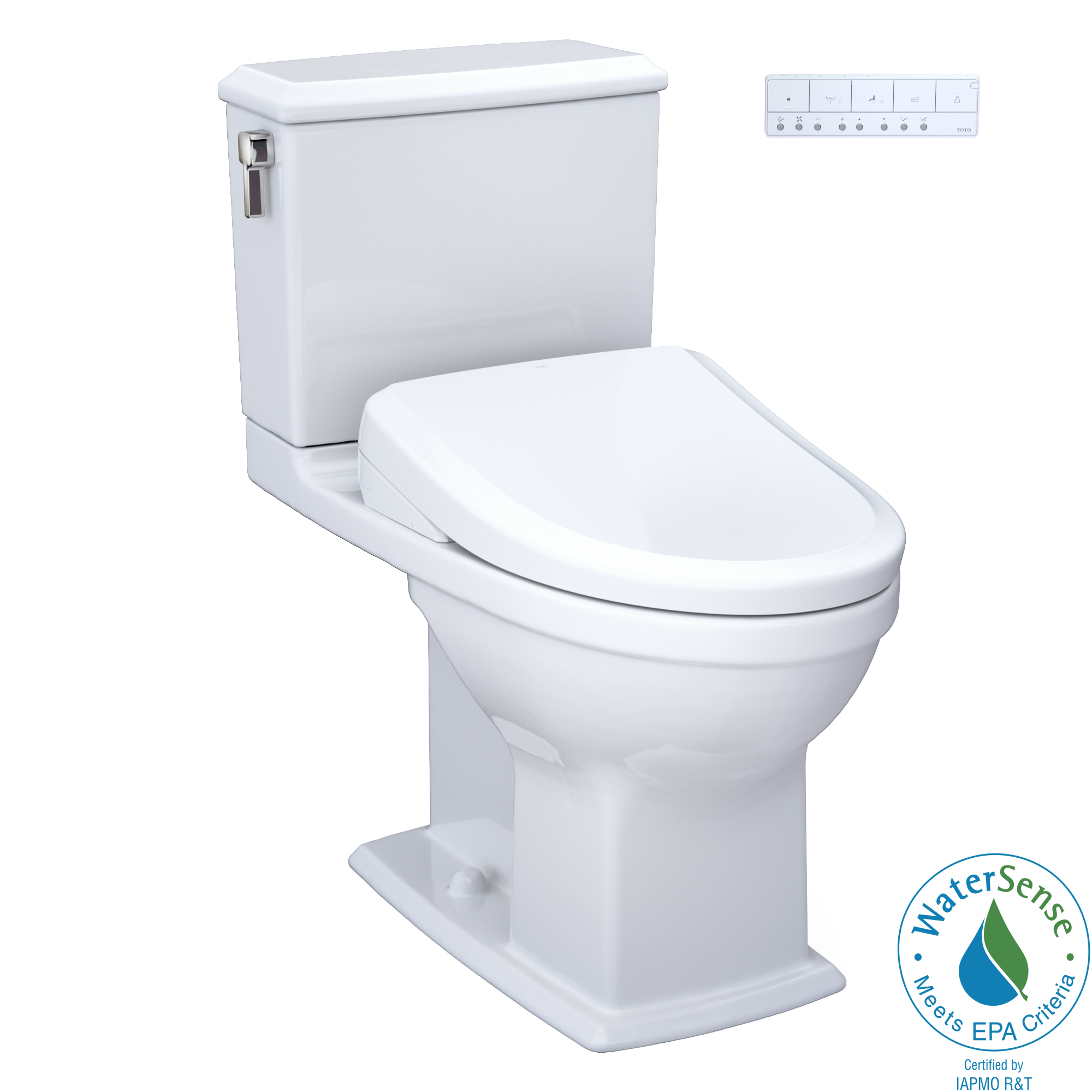TOTO WASHLET+ Connelly Two-Piece Elongated Dual Flush 1.28 and 0.9 GPF Toilet and Classic WASHLET S7 Classic Bidet Seat, Cotton White 