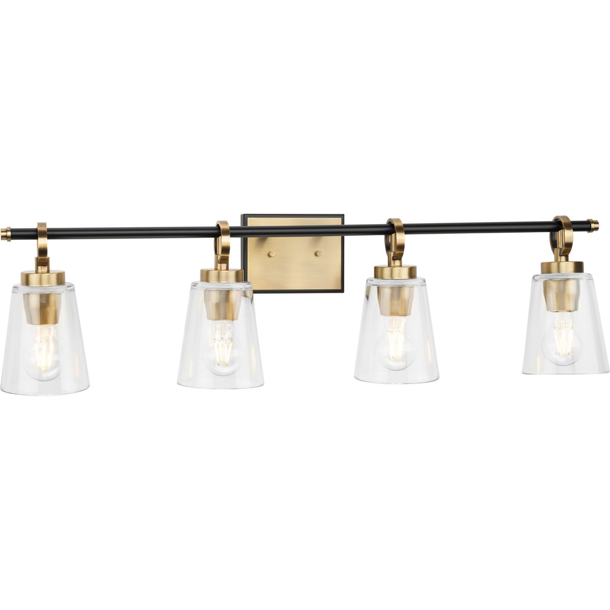 Cassell Collection Four-Light Vintage Brass Matte Black Luxe Industrial Bath & Vanity Light (P300483-163)