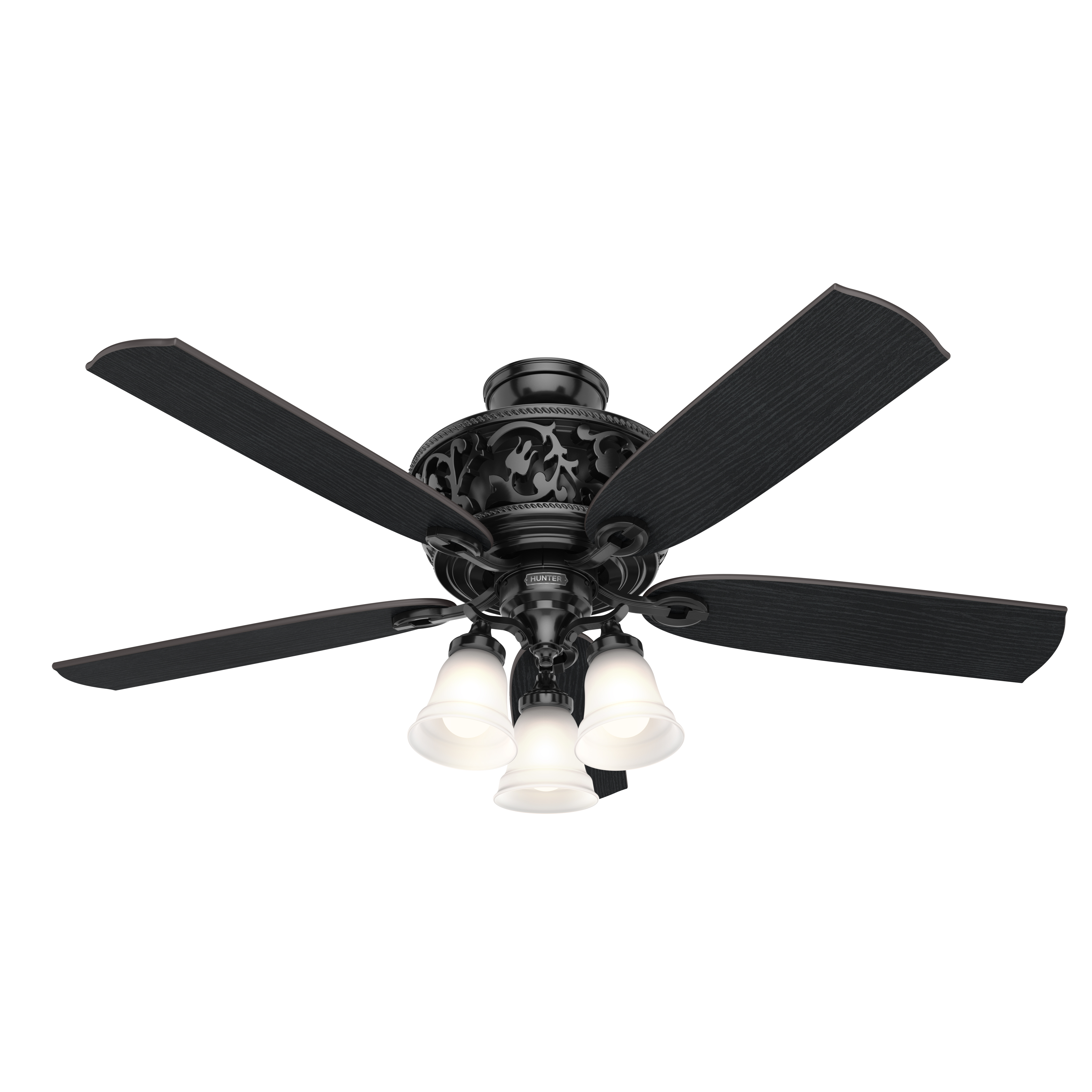54 inch Promenade Gloss Black Ceiling Fan with LED Light Kit and Handheld Remote