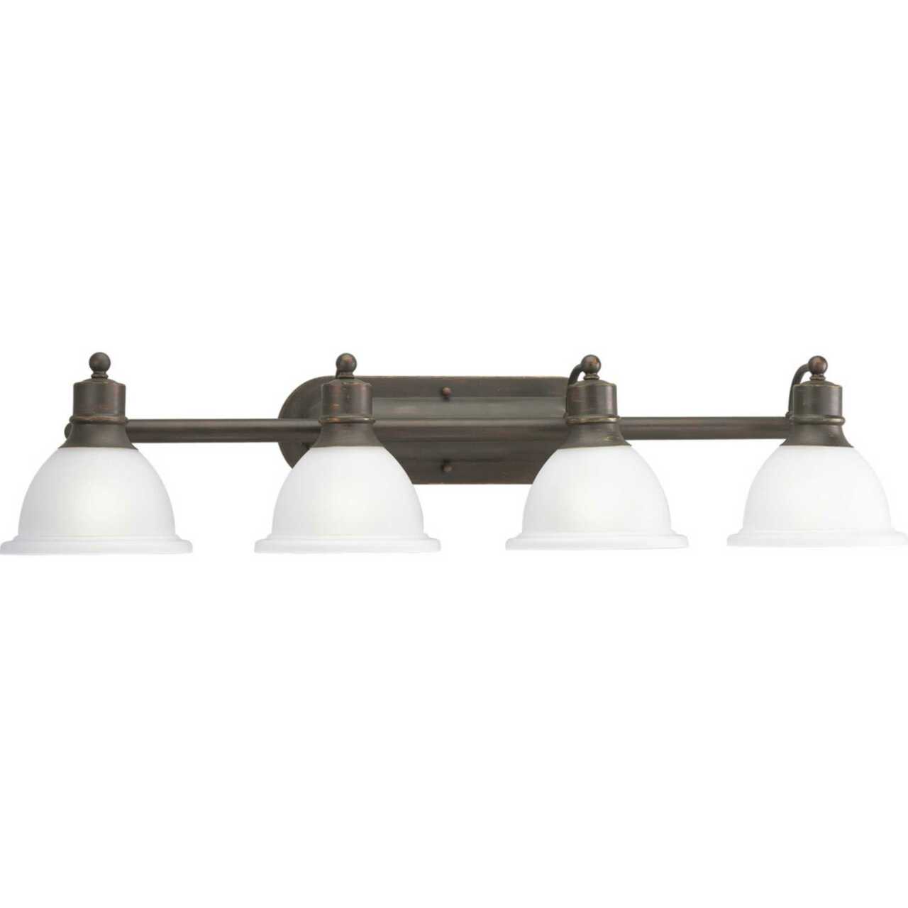 Madison Collection Four-Light Antique Bronze Etched Glass Traditional Bath Vanity Light (P3164-20)