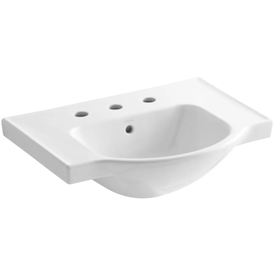 Veer 24" square pedestal bathroom sink