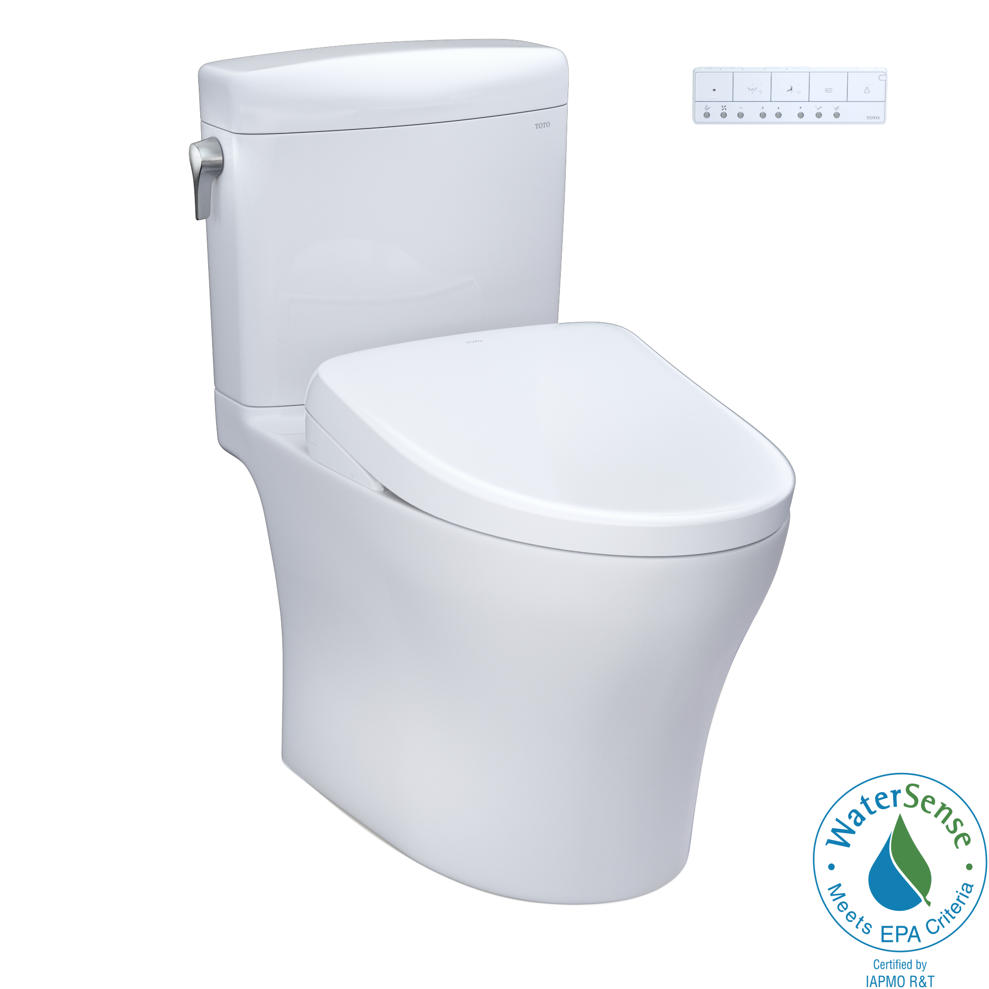 TOTO WASHLET+ Aquia IV Cube Two-Piece Elongated Dual Flush 1.28 and 0.9 GPF Toilet with Auto Flush S7A Contemporary Bidet Seat, Cotton White 