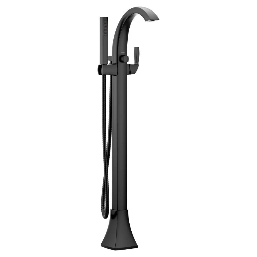 Voss Floor Mounted Tub Filler with Riser and Built-In Diverter - Includes Hand Shower