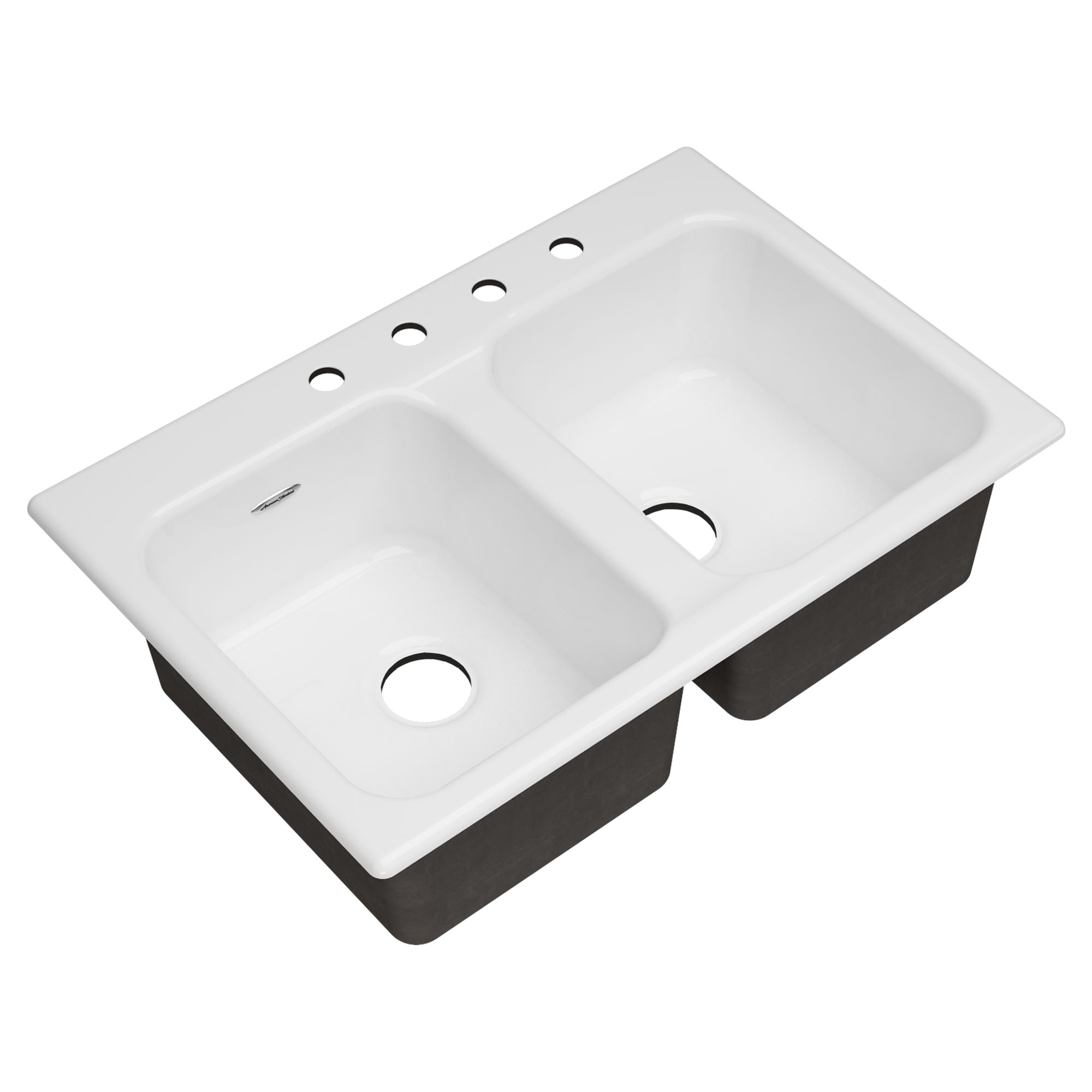 Quince® 33 x 22-Inch Cast Iron 4-Hole Drop-In or Undercounter Double-Bowl Kitchen Sink