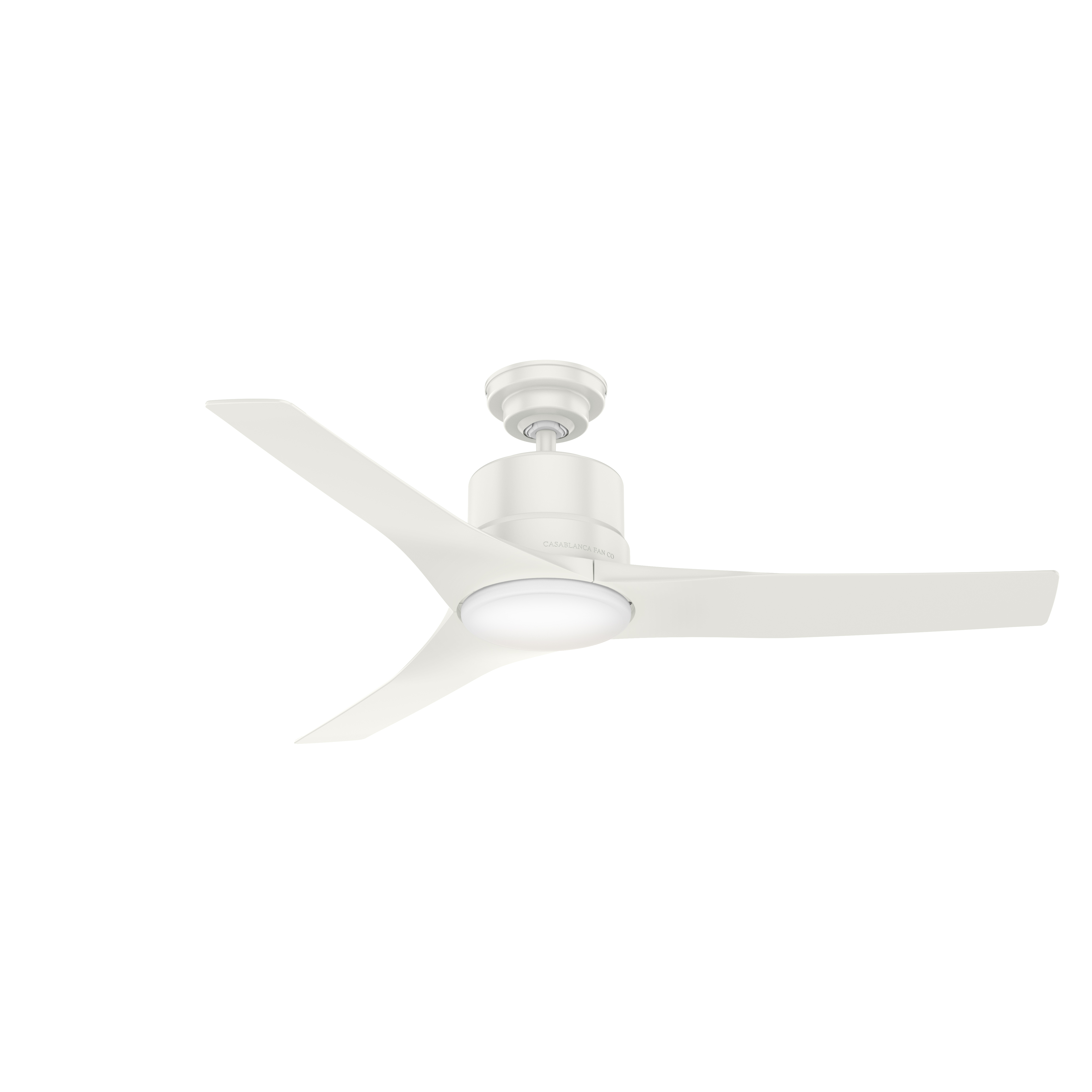 52 inch Piston Fresh White Damp Rated Ceiling Fan with LED Light Kit and Handheld Remote