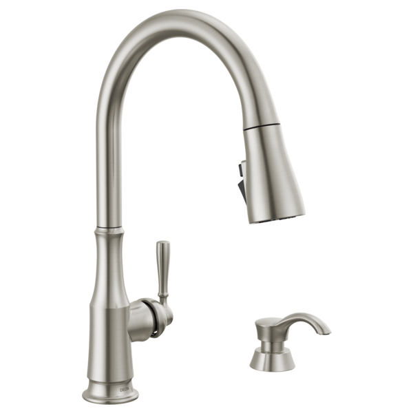 Delta Capertee™: Single Handle Pull-Down Kitchen Faucet with Soap Dispenser and ShieldSpray Technology