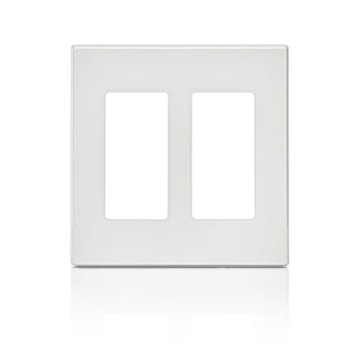 Leviton 80309-SW 2 Gang Decora/GFCI Plus Wall Plate Screwless Snap-On Mount, White