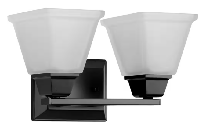 Clifton Heights Collection 2-Light Etched Glass Craftsman Bath Vanity Light
