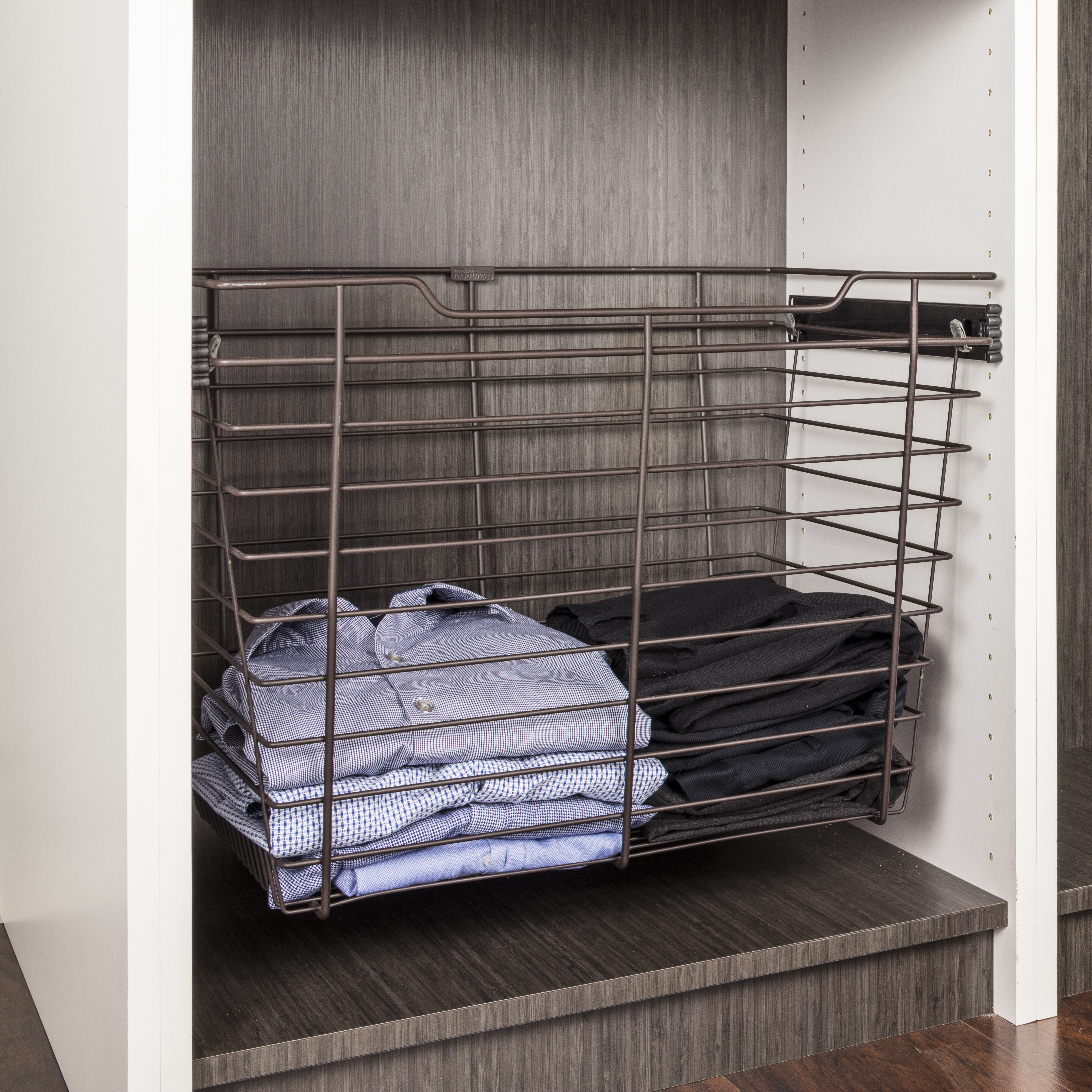 Dark Bronze Closet Pullout Basket with Slides 14"D x 23"W x 6"H