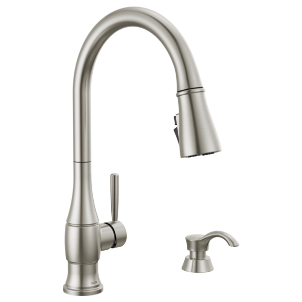 Delta Hazelwood™: Single Handle Pull-Down Kitchen Faucet with Soap Dispenser and ShieldSpray Technology
