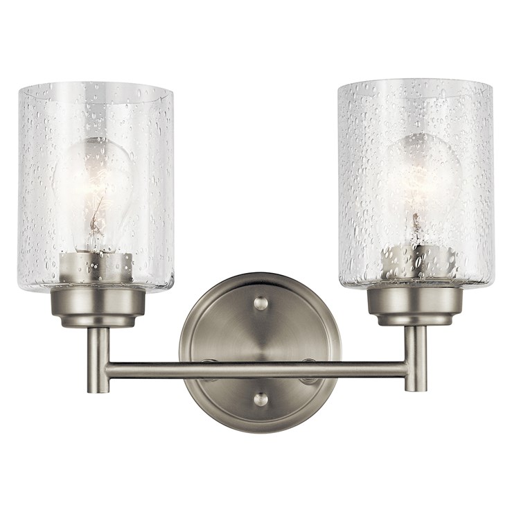 Winslow 12.75" 2 Light Vanity Light with Clear Seeded Glass in Brushed Nickel