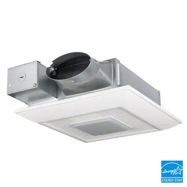 WhisperValue DC Series 50/80/100 CFM Ceiling/Wall Exhaust Fan with LED Light, Condensation Sensor, Low Profile Housing