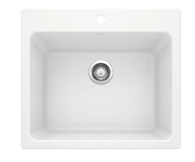 Liven SILGRANIT 25" Single Bowl Dual Mount Laundry Sink - White