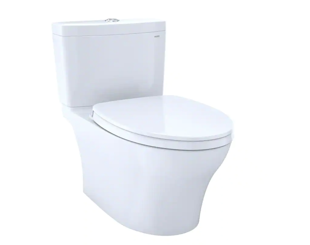 TOTO Aquia IV Two-Piece Elongated Dual Flush 1.28 and 0.9 GPF Universal Height Toilet with CEFIONTECT, WASHLET+ Ready, Cotton White 
