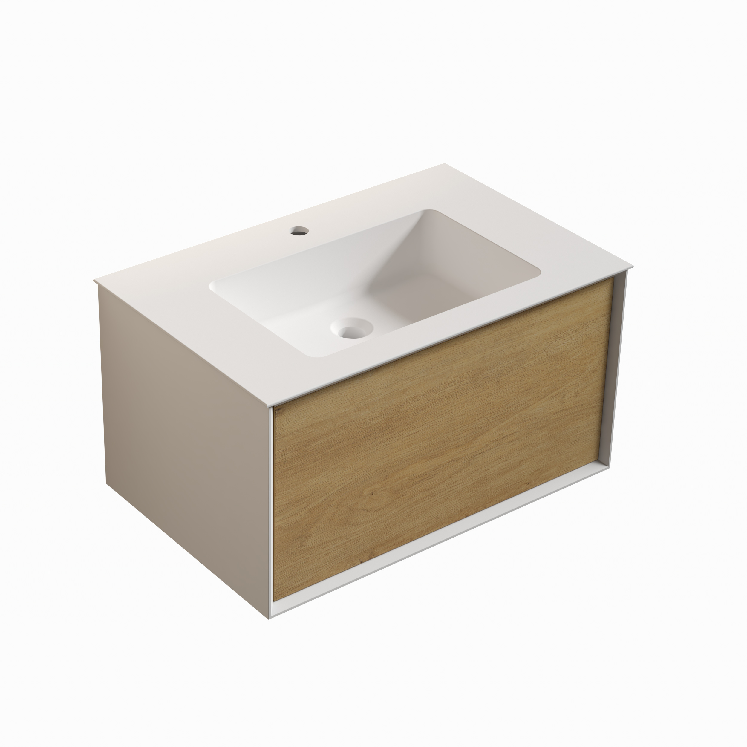 Weston 30 in. Bathroom Vanity in Oak with White Cultured Marble Top