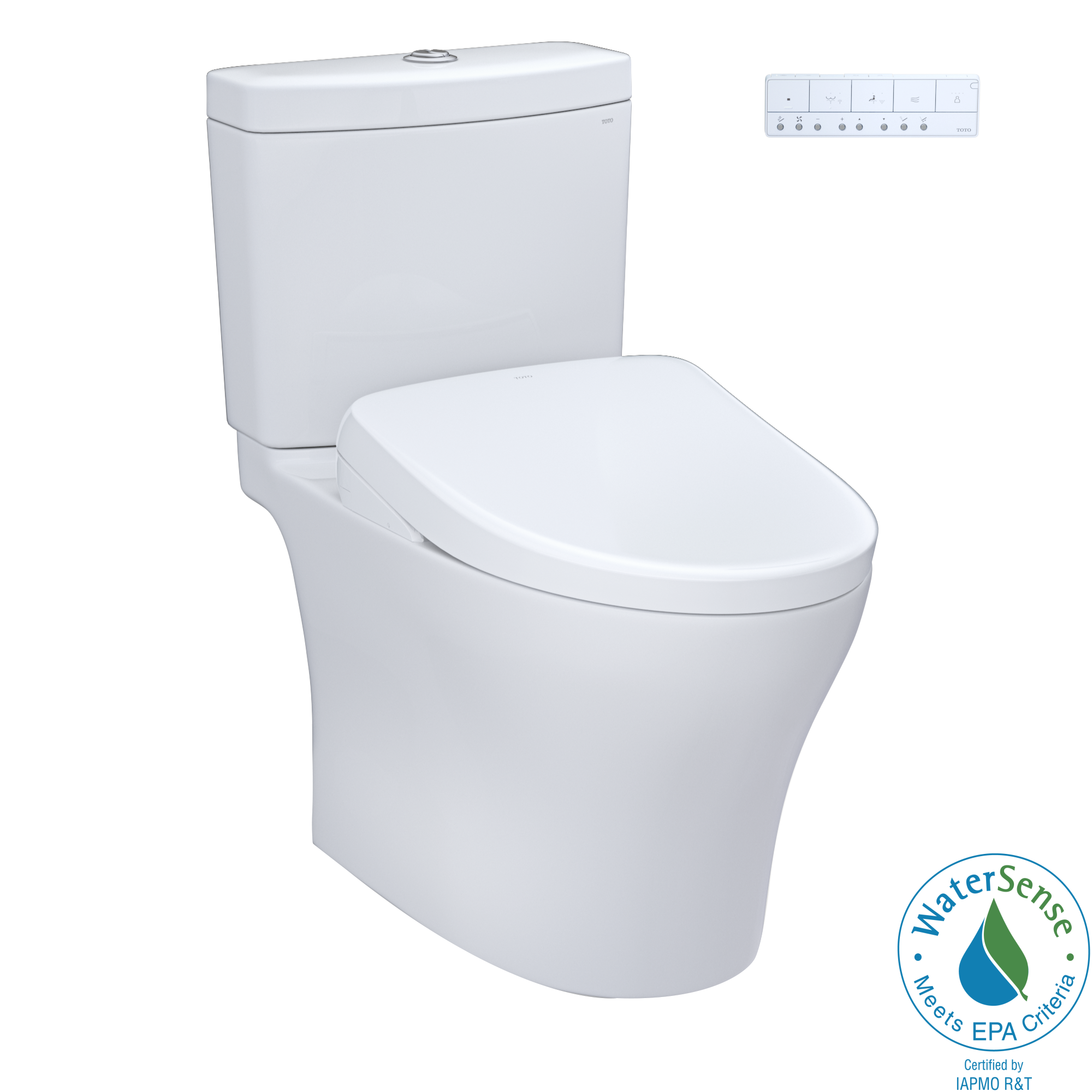 TOTO WASHLET+ Aquia IV Two-Piece Elongated Dual Flush 1.28 and 0.9 GPF Toilet with S7 Contemporary Bidet Seat, Cotton White 