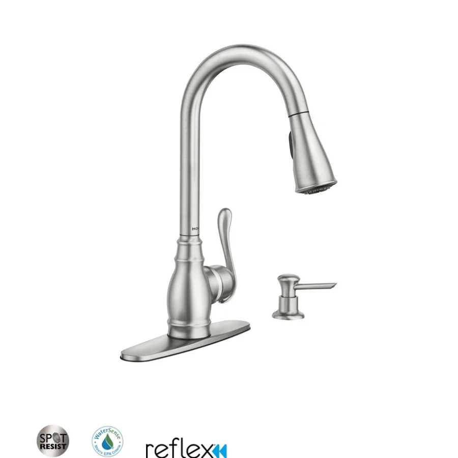 Anabelle Single Handle Kitchen Faucet with Pulldown Spray and Soap Dispenser
