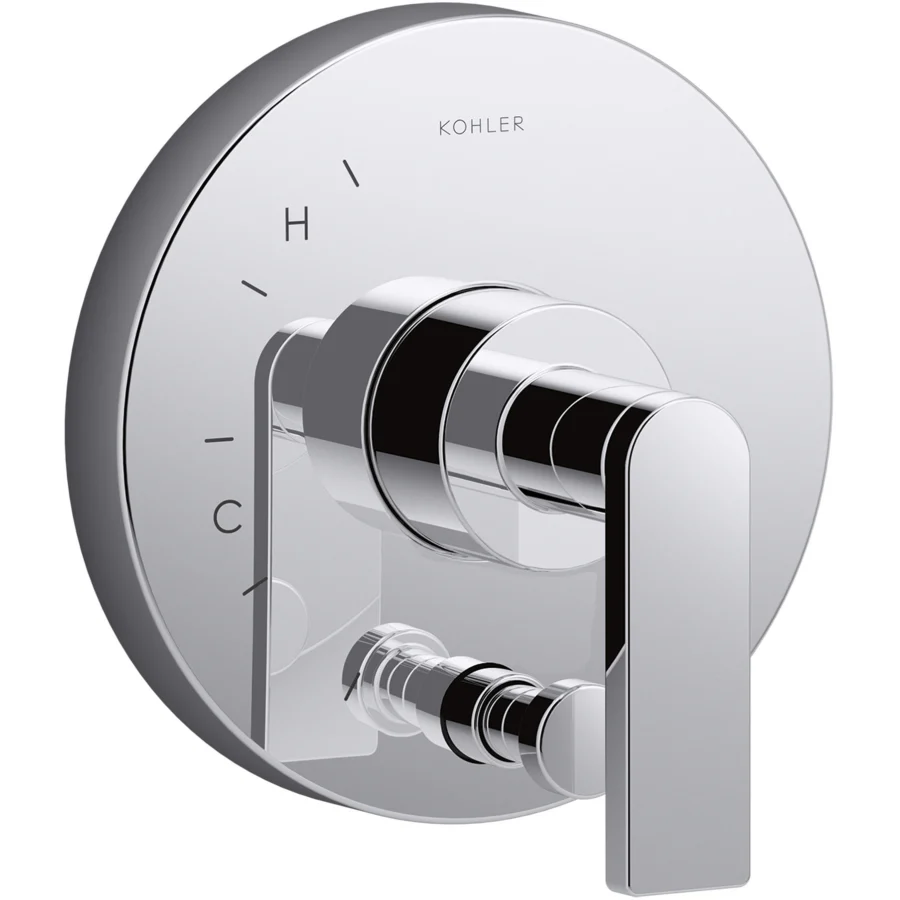 Composed Rite-Temp valve trim with push-button diverter and lever handle