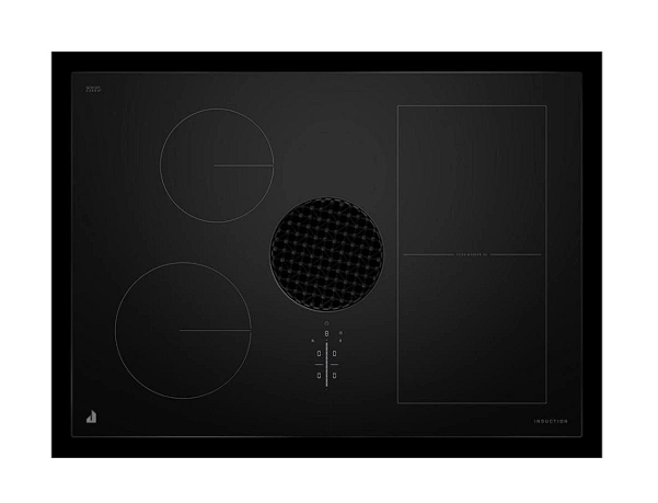 4 Burner Electric Induction Cooktop with Top Mounted Controls and Integrated Downdraft Ventilation