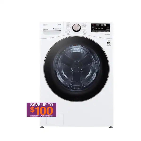 4.5 Cu. Ft. Stackable SMART Front Load Washer in White with Steam and TurboWash360 Technology