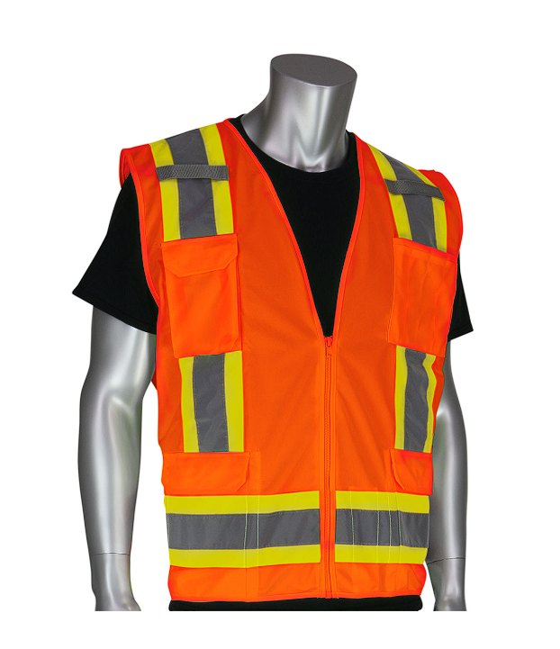 Orange Class 2 Two-Tone Surveyor Safety Vest *w/ Lvl 5 Logo*