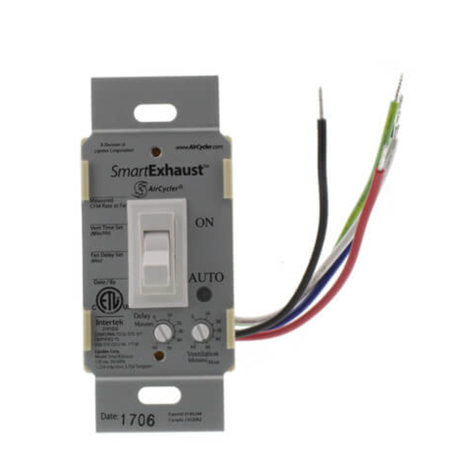 Panasonic FV-WCPT1-W 15 Amp, Smart Exhaust Programmable Fan/Light Toggle Switch, 120 Volt, White