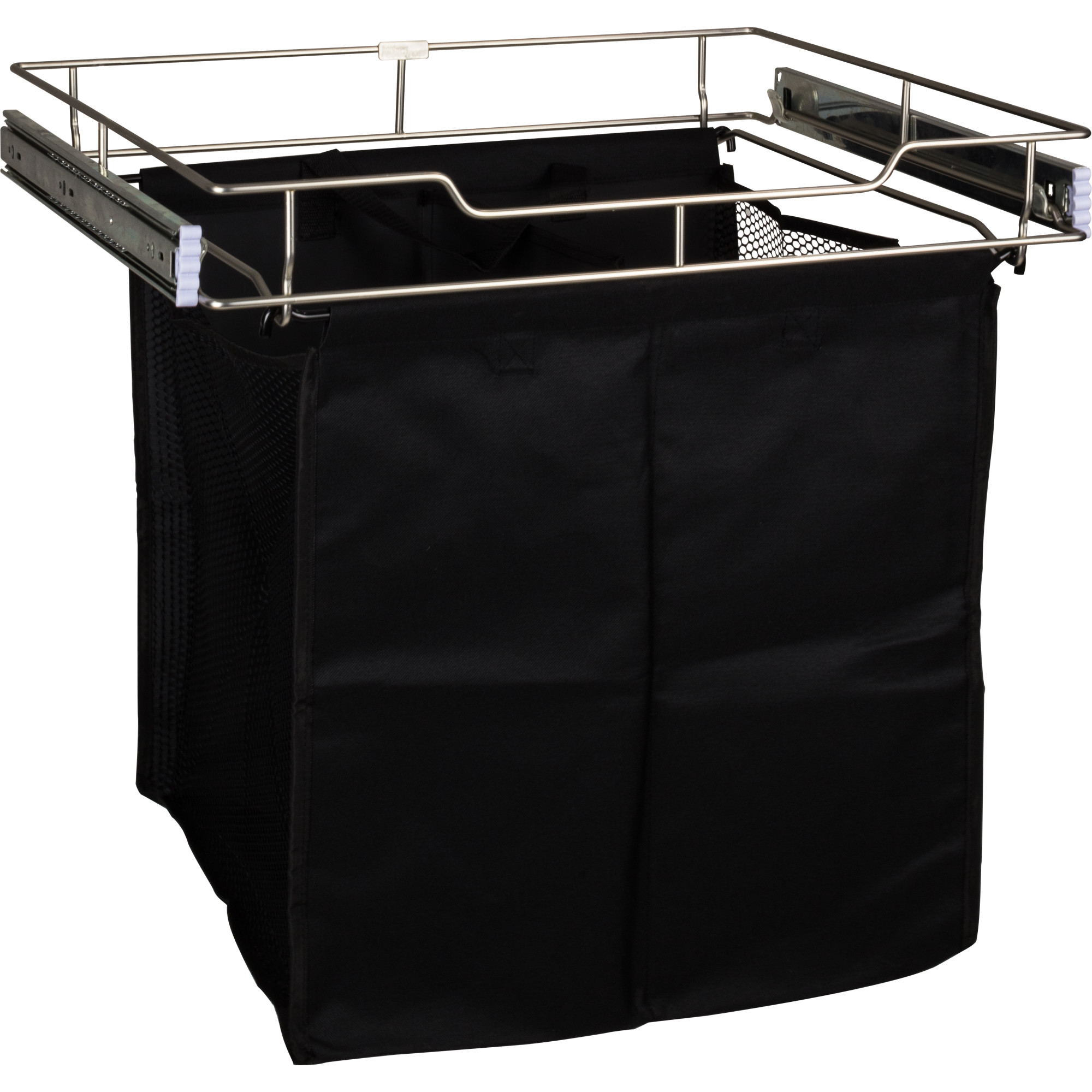 Satin Nickel 18" Deep Pullout Canvas Hamper with Removable Laundry Bag