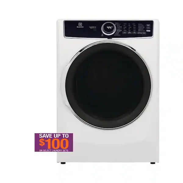 27 in. W 8 cu. ft. Front Load Electric Dryer with Perfect Steam and LuxCare Dry System, ENERGY STAR in White