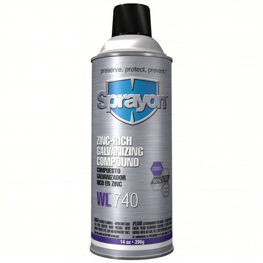 Galvanize Coating: Exterior/Interior, Galvanizing Compound Spray Primer, Gray, Iron/Stee
