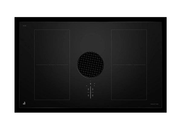 36 Inch Wide 4 Burner Electric Induction Cooktop with Top Mounted Controls and Integrated Downdraft Ventilation