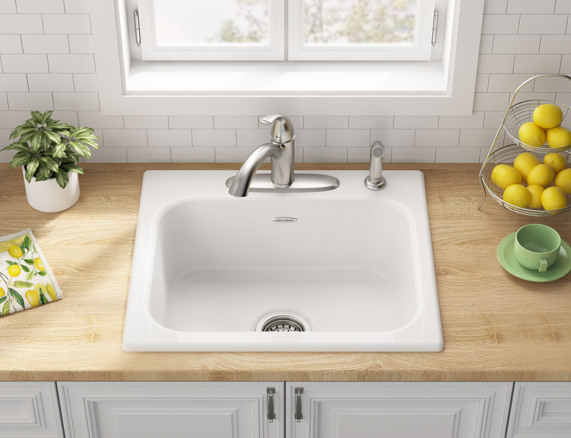 Quince® 25 x 22-Inch Cast Iron 4-Hole Drop-In Single-Bowl Kitchen Sink