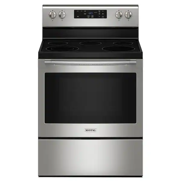 30 in. 5 Burner Element Freestanding Electric Range in Fingerprint Resistant Stainless Steel with Steam Clean