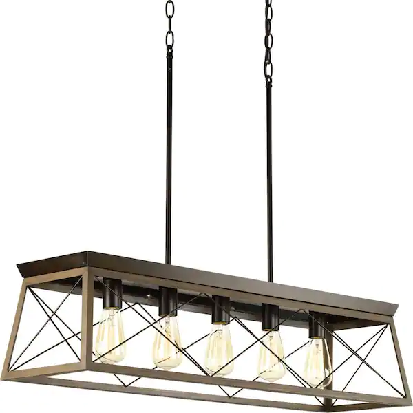 Briarwood Collection 5-Light Antique Bronze Farmhouse Linear Island Chandelier Light